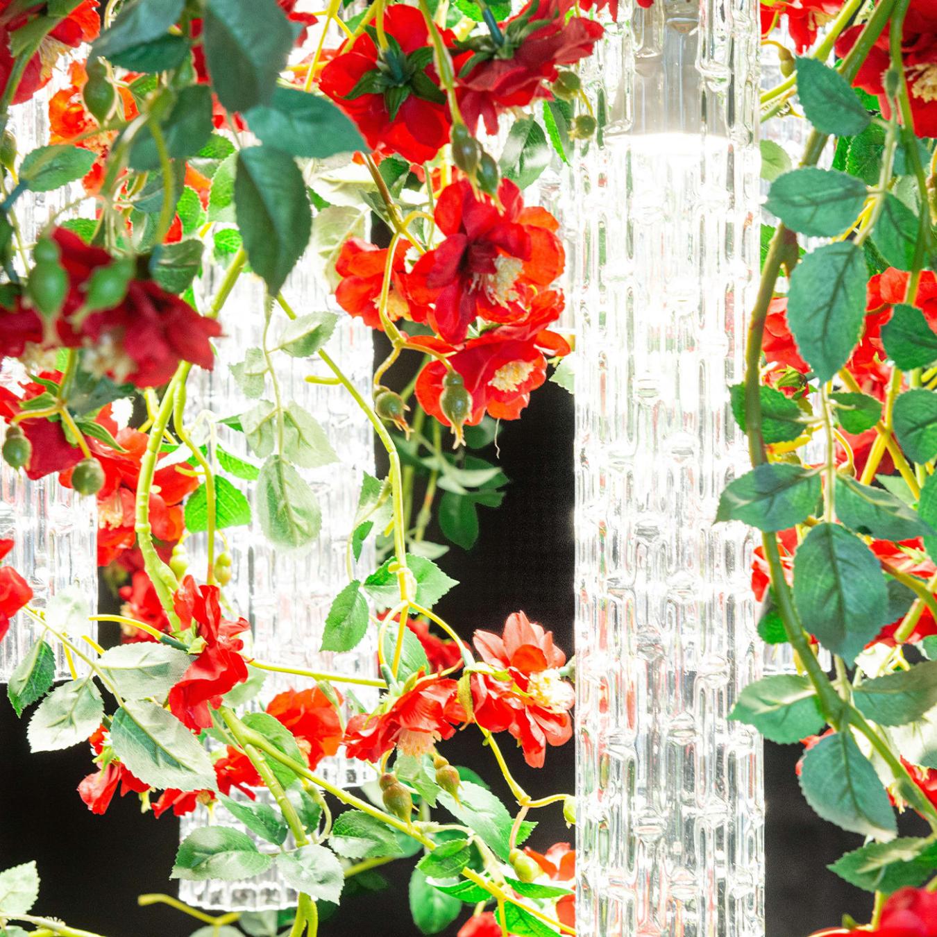 Lustre carré roses rouges
