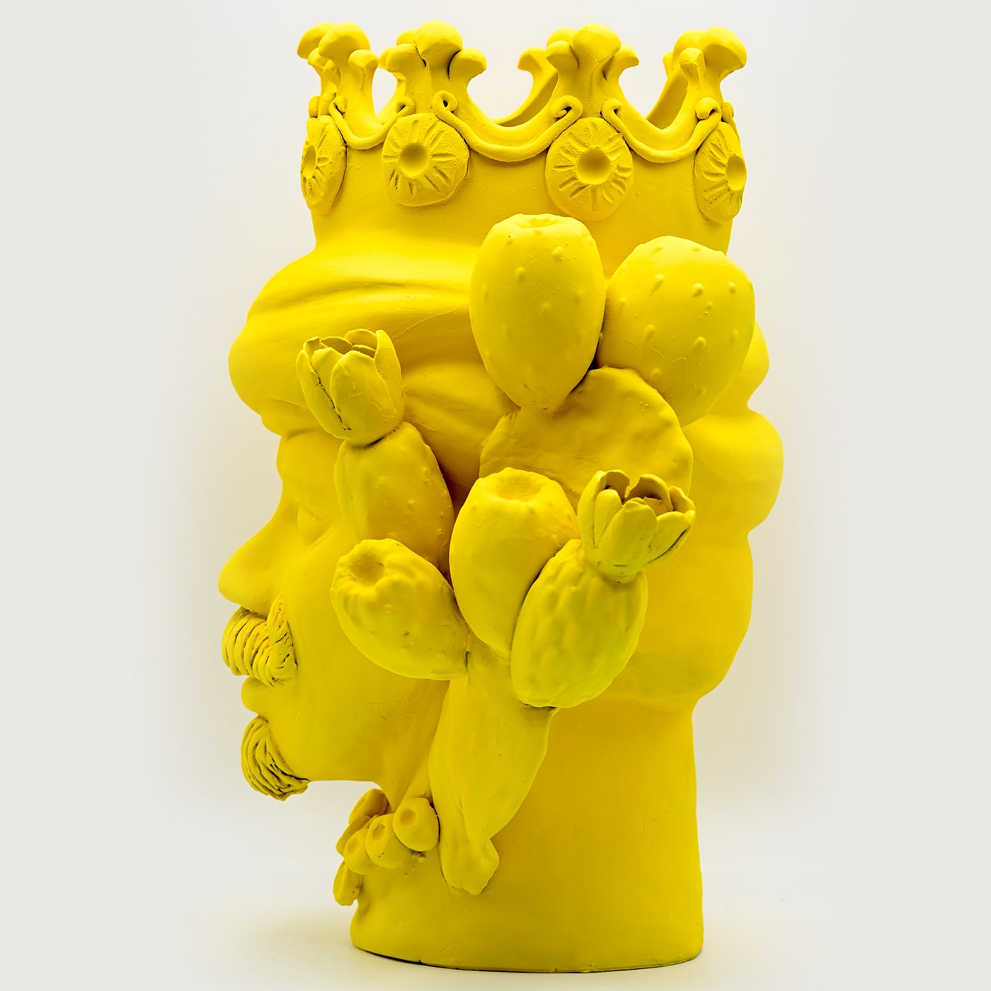 Sculpture Tête De Maure Jaune Mat