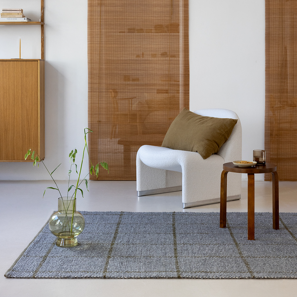 Tapis Artisan Matière Carreaux Ardoise/Olive