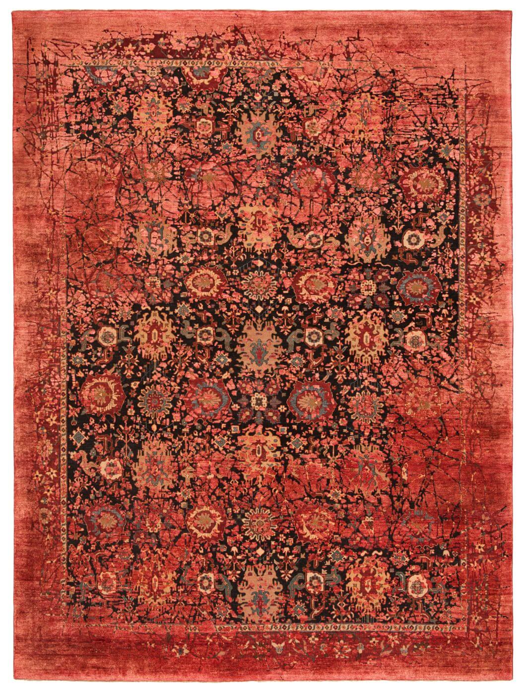 Tapis Bidjar Paddington Plaisir Noir Rouge Soie
