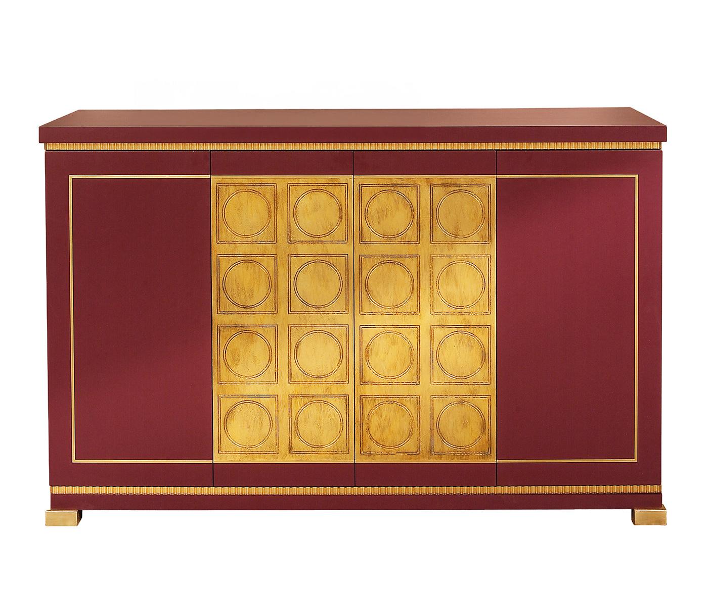 Buffet à feuilles d'or avec panneaux laqués