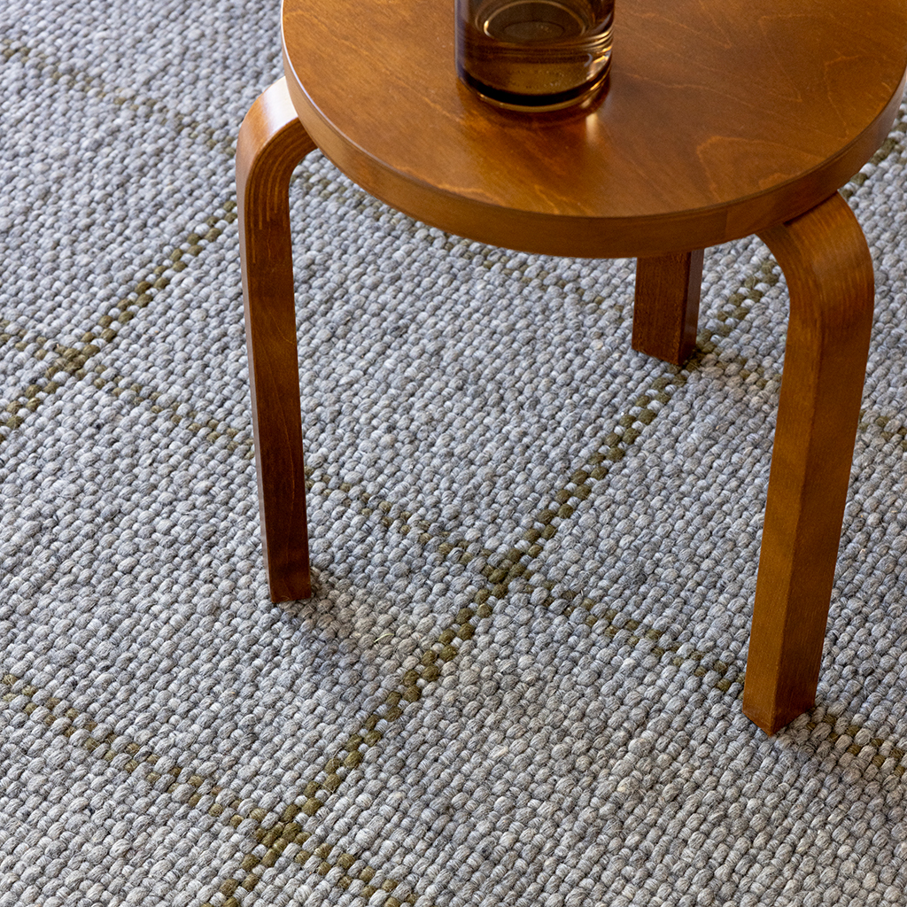 Tapis Artisan Matière Carreaux Ardoise/Olive