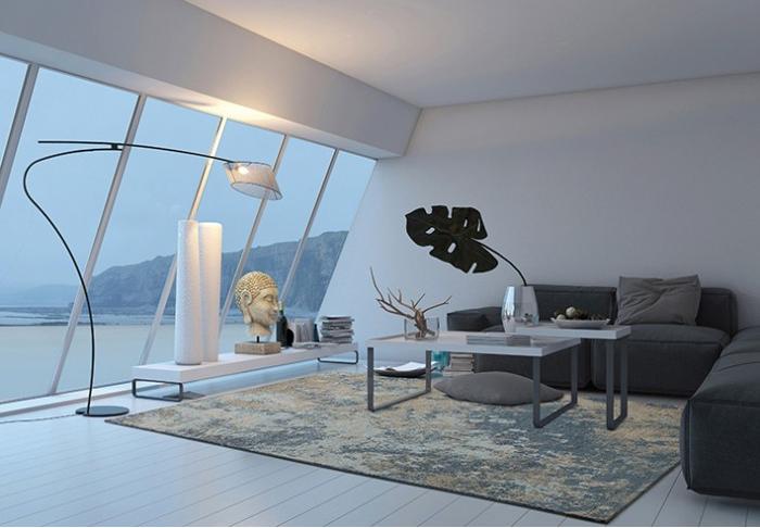 Tapis Abstrait Deco Vert / Bleu | Taille: 200 x 285 cm