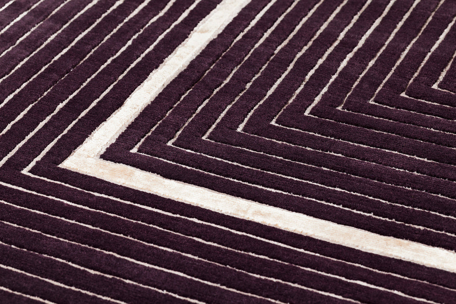 Tapis à Cadre Violet en Laine & Viscose