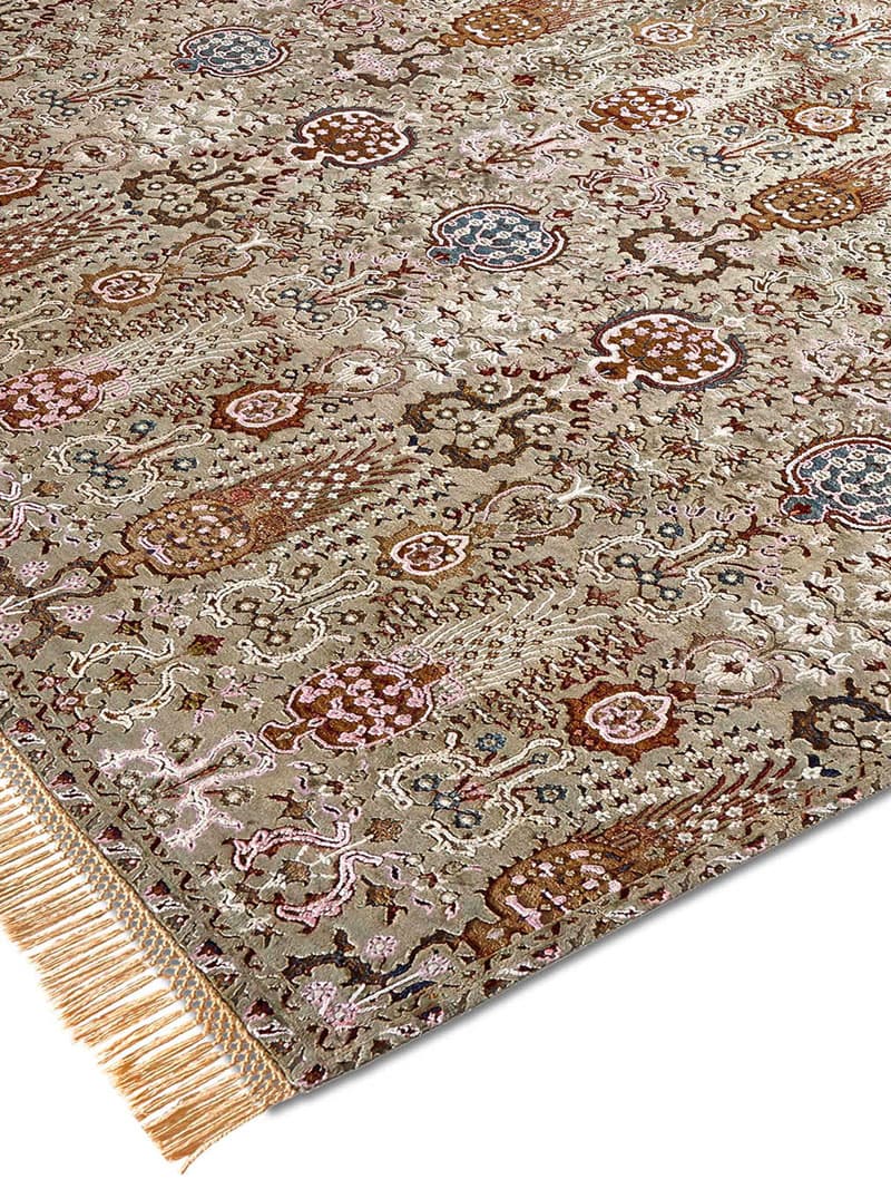 Tapis de luxe fait main Isfahan Gris / Vert | Taille: 274 x 365 cm
