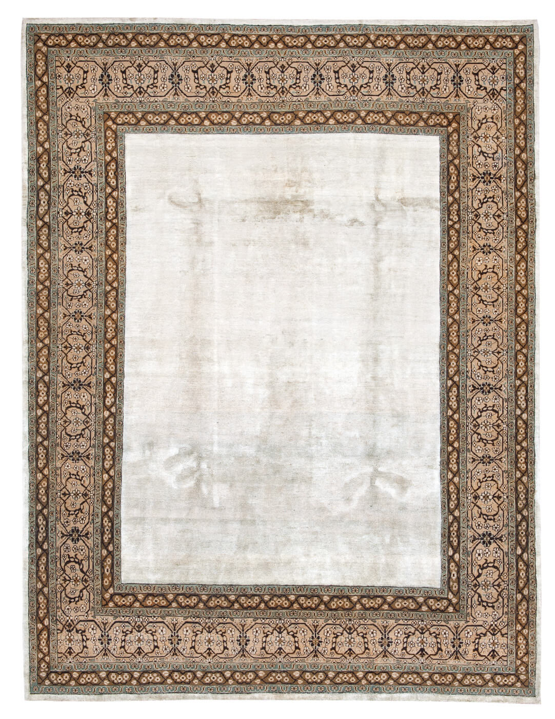 Tapis Tabriz Lexington Bordure Camelgris Gris Argent Soie | Taille: 300 x 400 cm