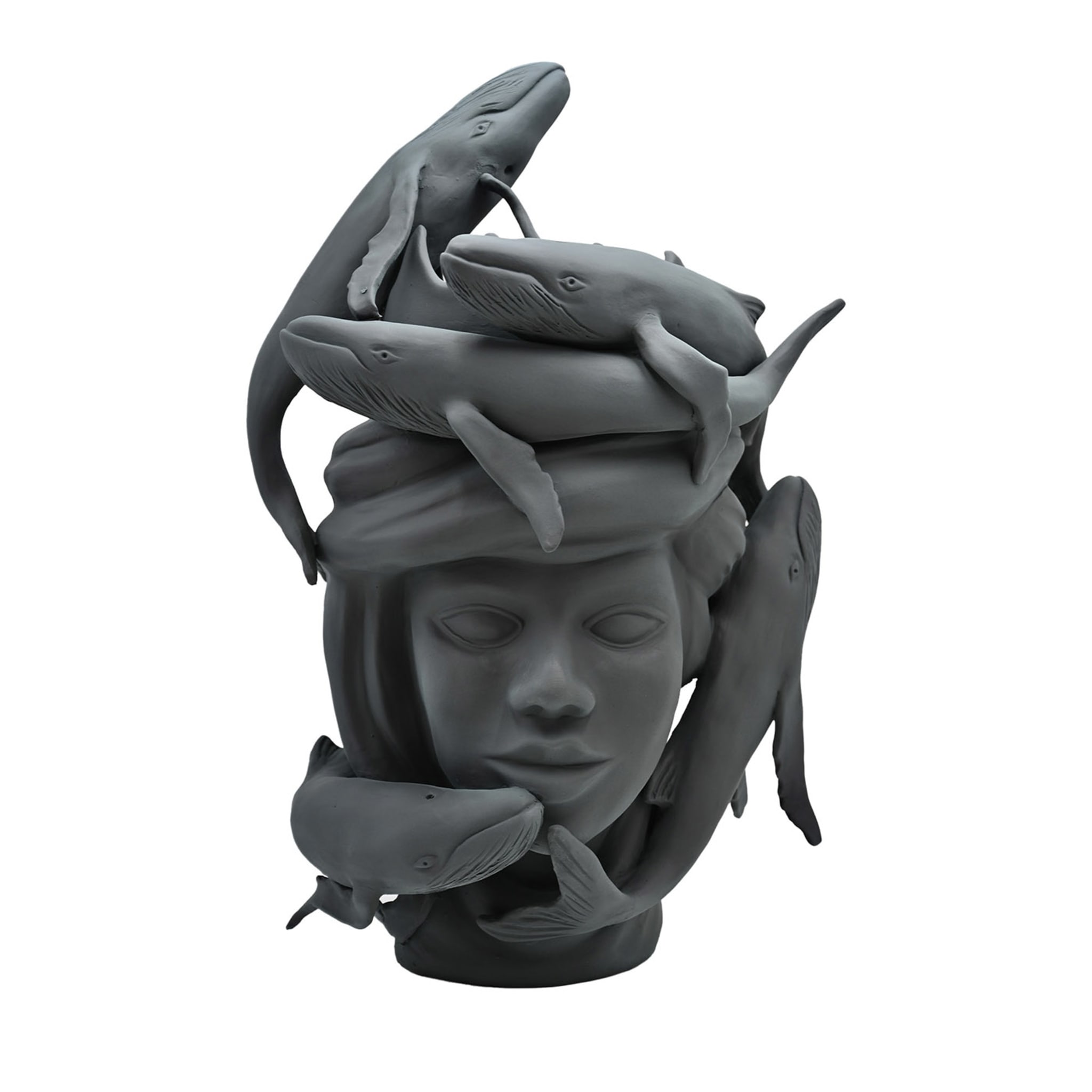 Sculpture Tête De Maure Grise