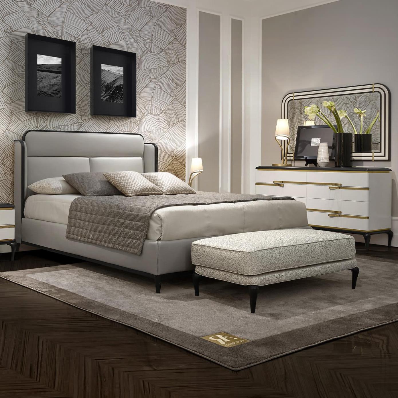 Lit Italien Beige Dilan | Taille de matelas: 200 x 200 cm
