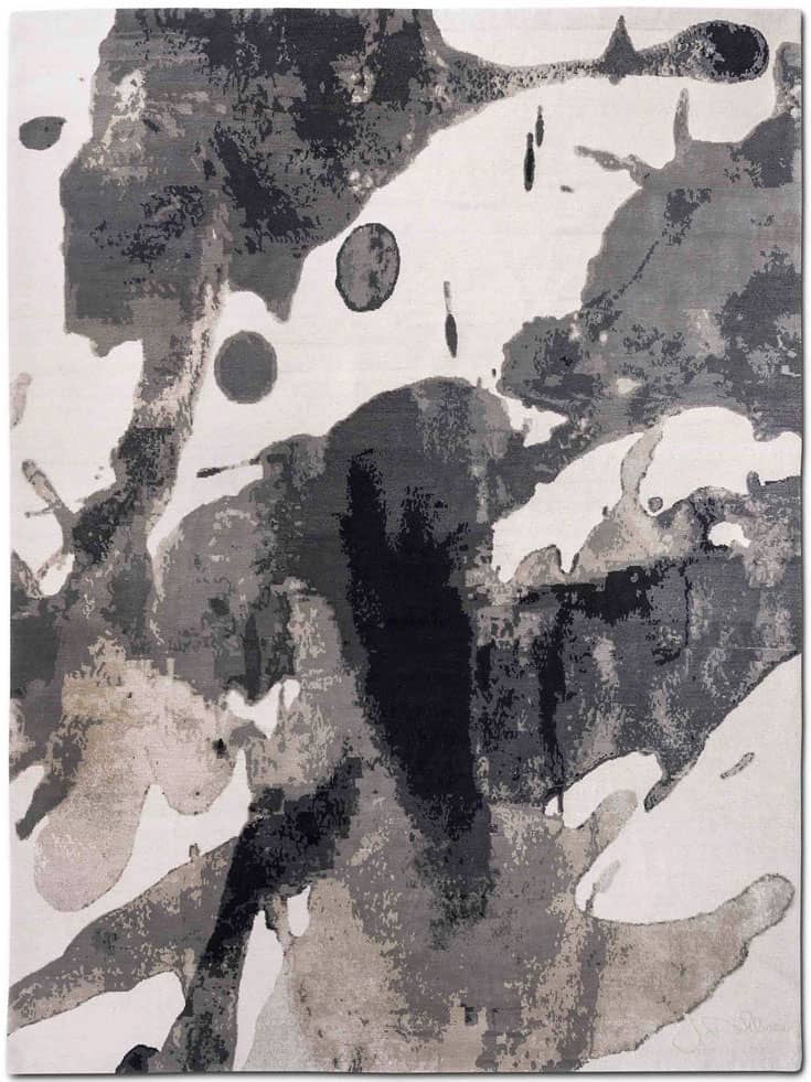 Tapis No. 01 Noir & Blanc sur Blanc