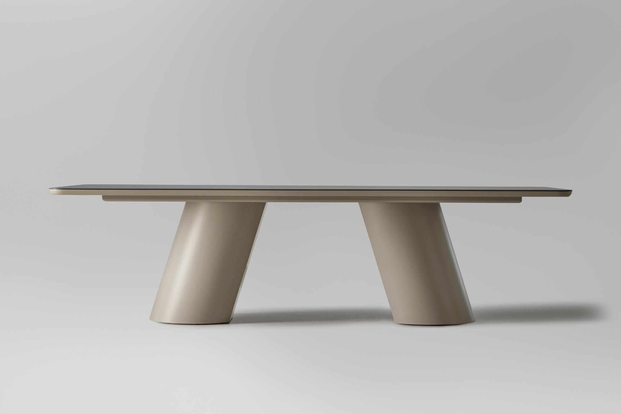Table de salle à manger Altea avec plateau en céramique marron