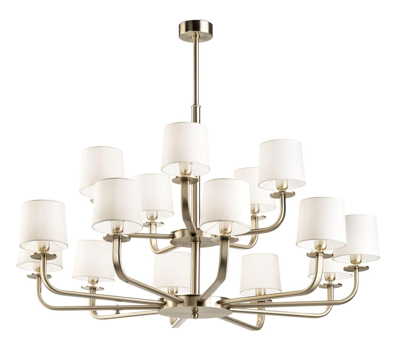Lustre 15 Lumières Or Pâle Brossé