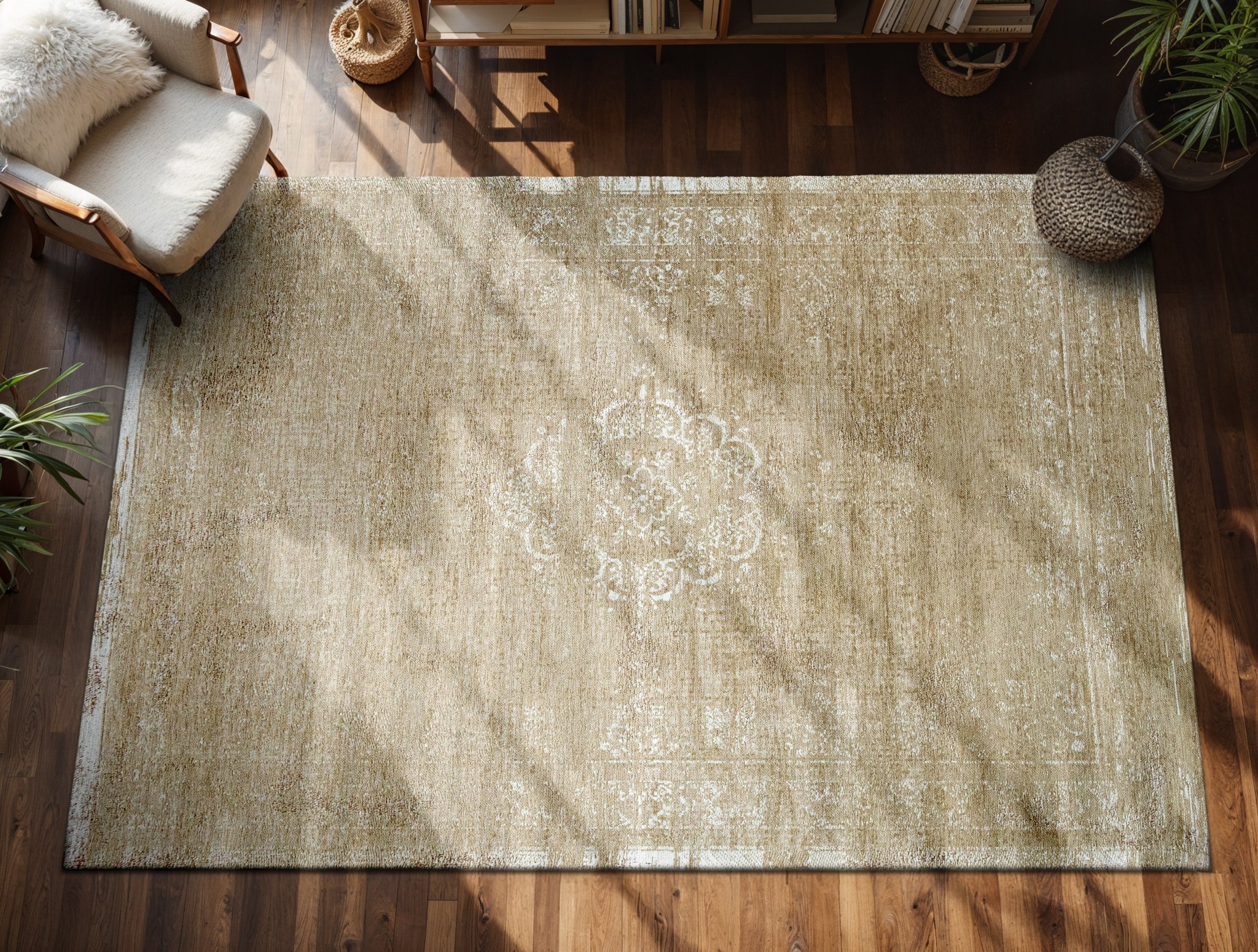 Tapis Médaillon Curry au Lait 9672 | Taille: 280 x 390 cm