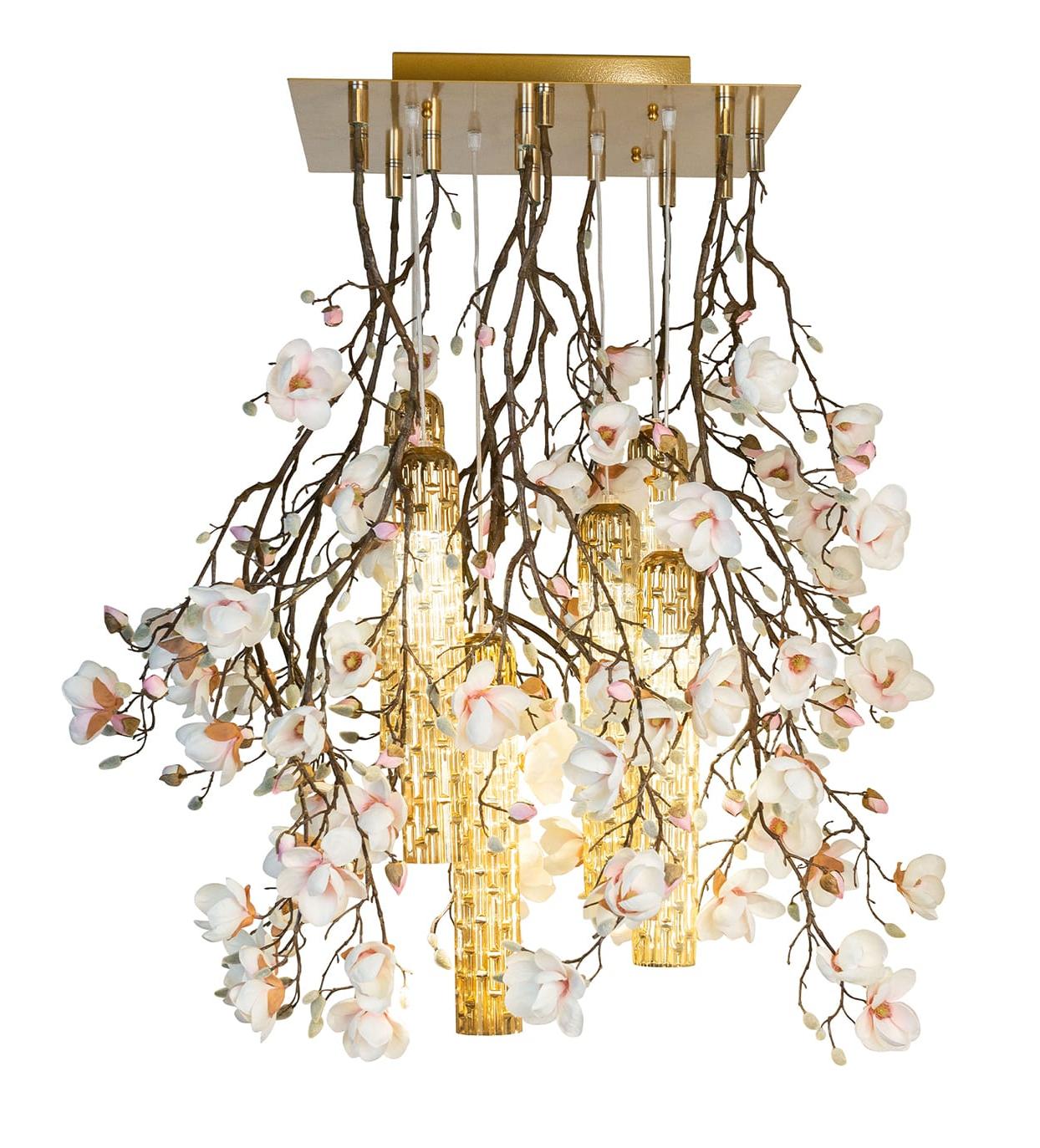 Lustre blanc et or Magnolia