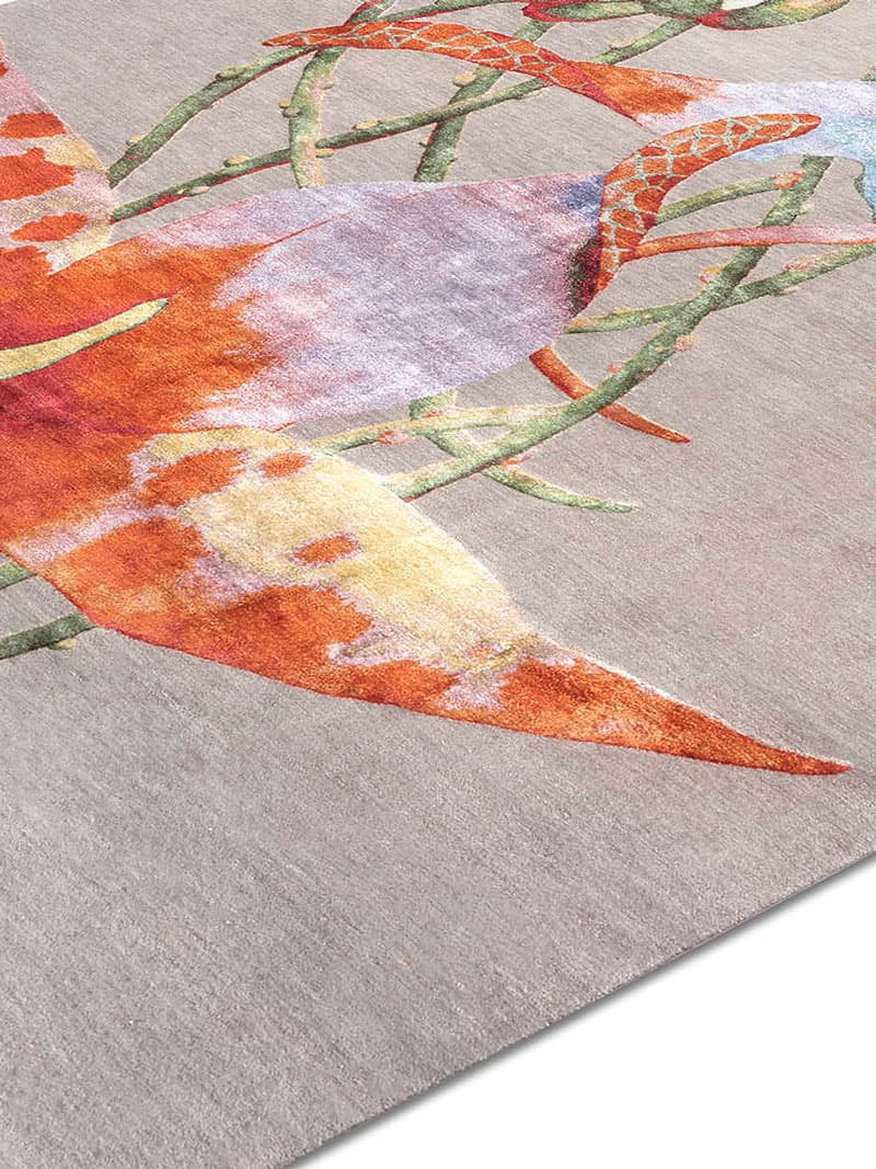 Tapis noué main Orchidée