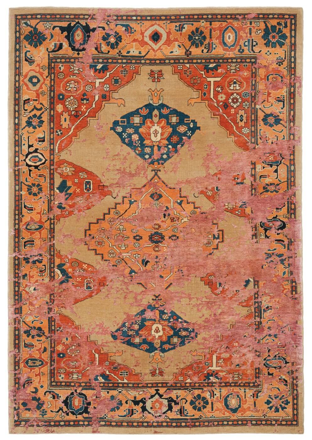 Tapis Serapi Kingsbury Ciel Jaune Rose Soie | Taille: 250 x 300 cm