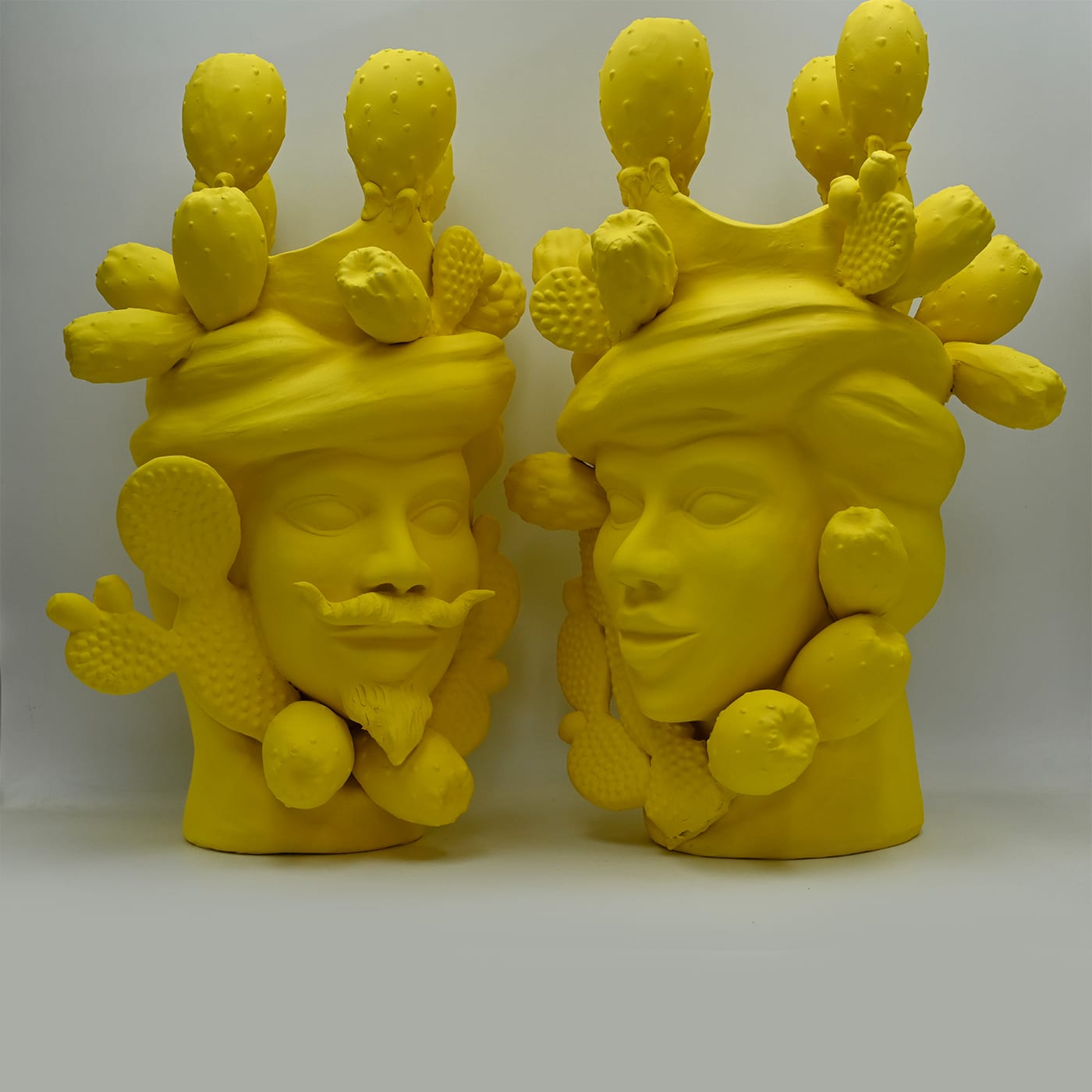 Sculpture Unique Tête De Maure Jaune