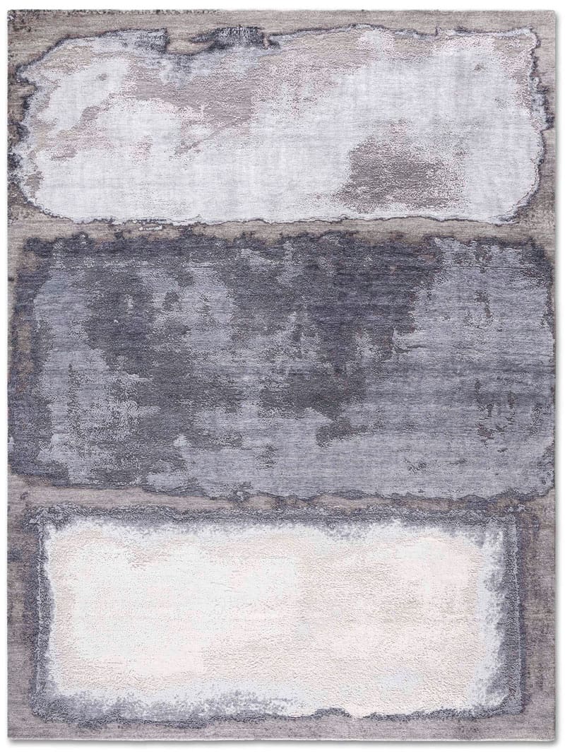 Tapis fait main de luxe Argent / Anthracite