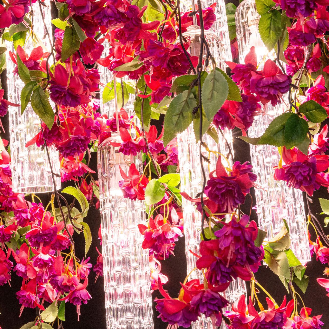 Lustre carré rose en cascade Pink Cascade