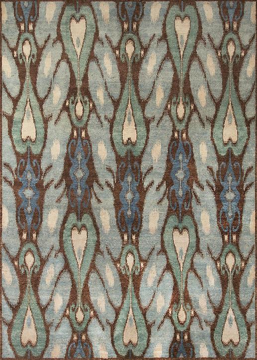 Tapis en Laine Ikat Noué à la Main
