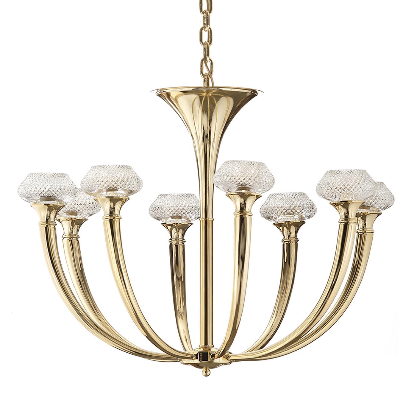 Lustre 8 Lumières en Cristal Doré Poli