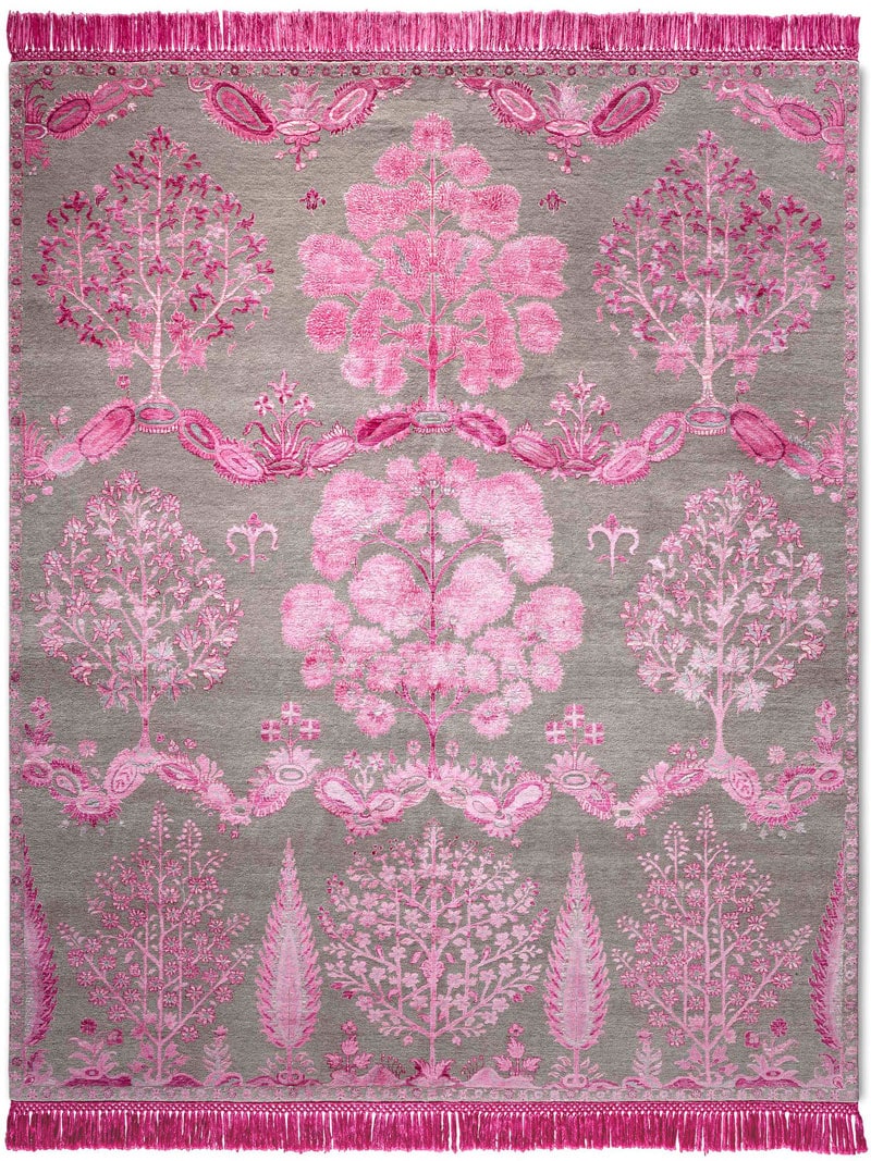 Tapis fait main de luxe Mughal Rose