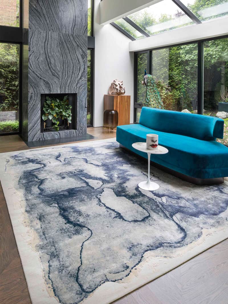 Tapis noué main de luxe Mono Gris Clair
