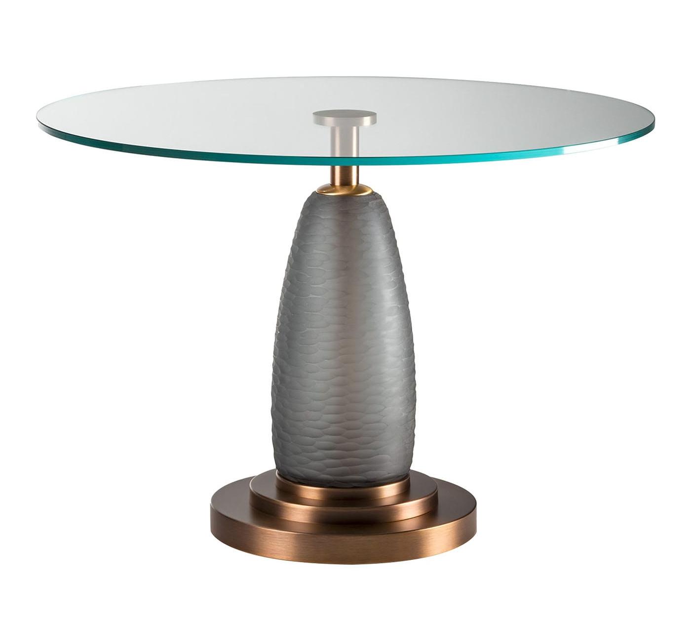 Table de salle à manger ronde à plateau en verre sur base métallique