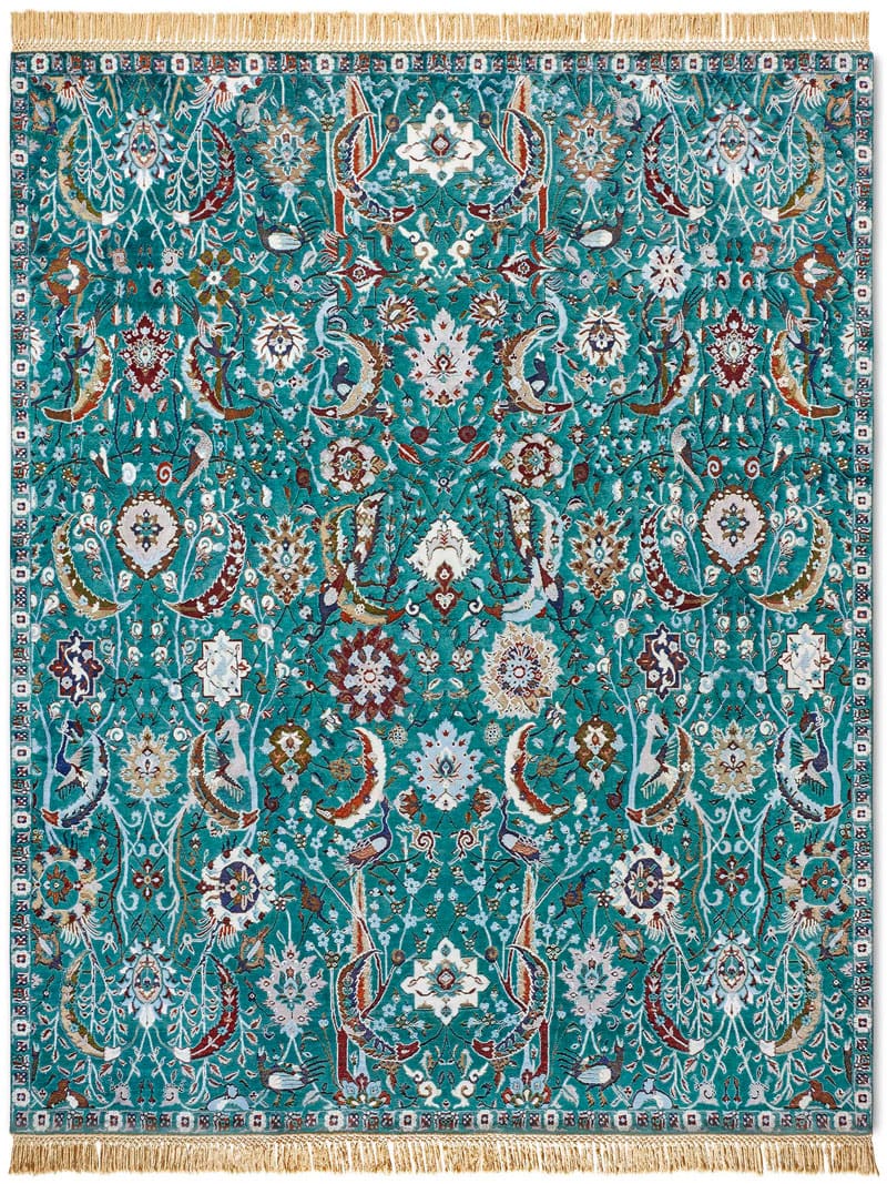 Tapis de luxe fait main Kerman Vert