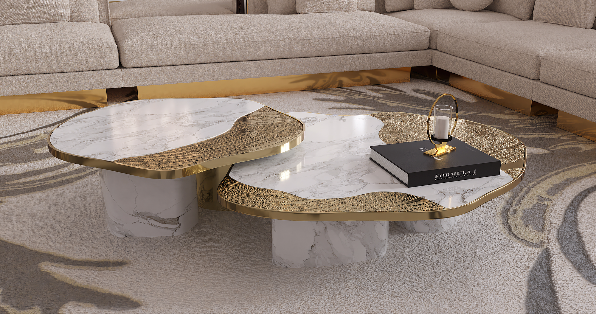 Set Tables Athena Doré & Or