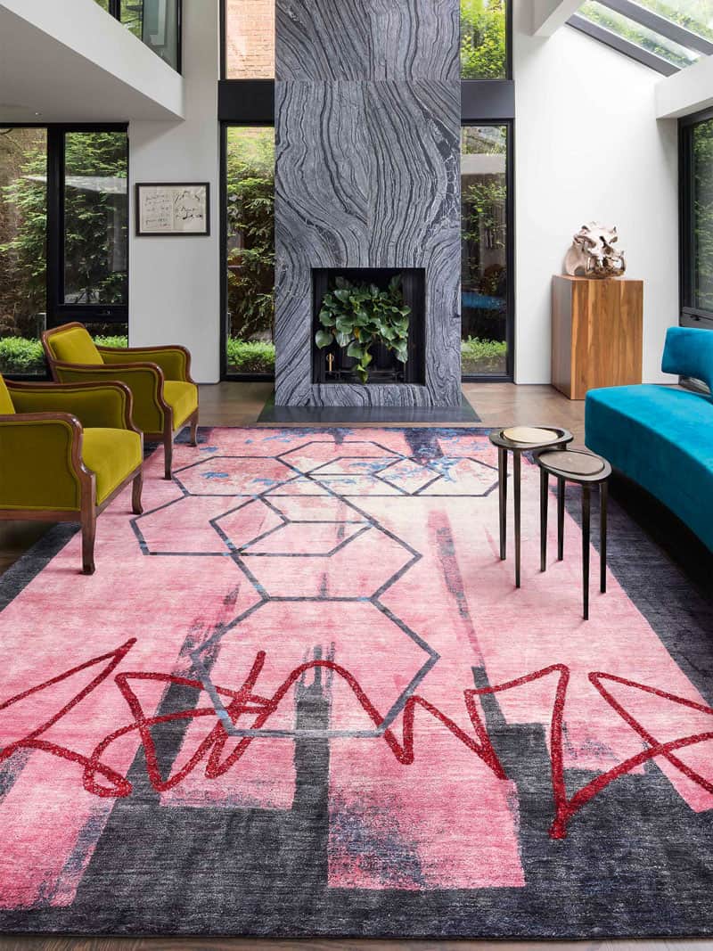 Tapis Always Rose sur Gris Foncé