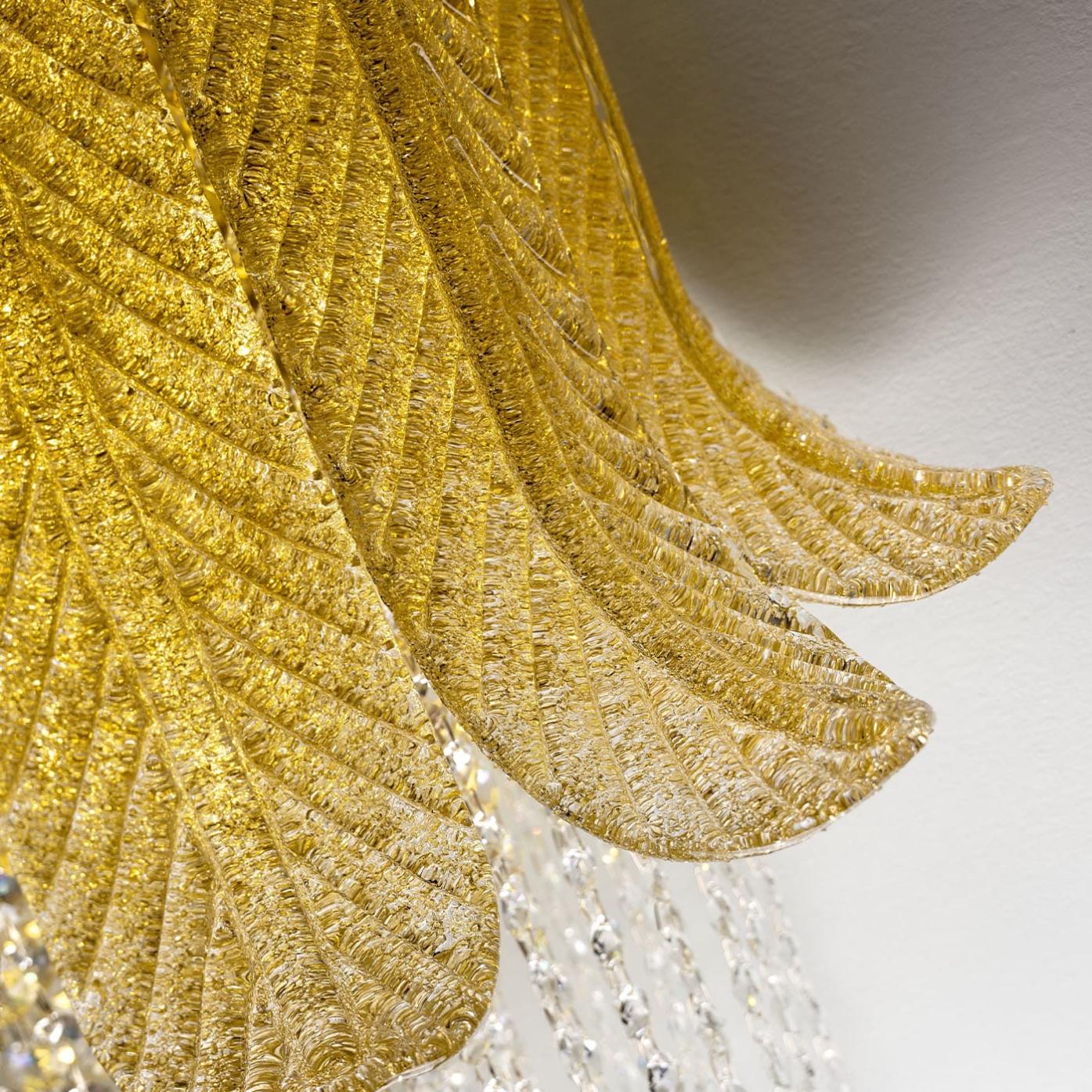 Applique Murale Feuille de Murano avec Accents Dorés