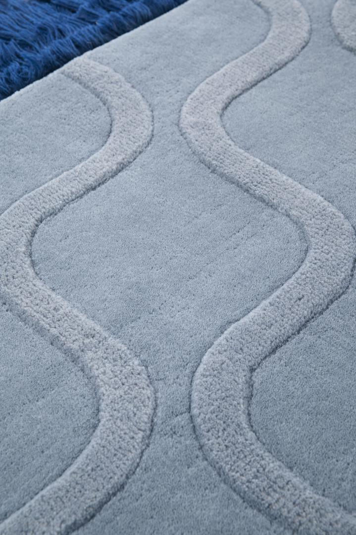 Tapis Bleu Clair Tufté à la Main