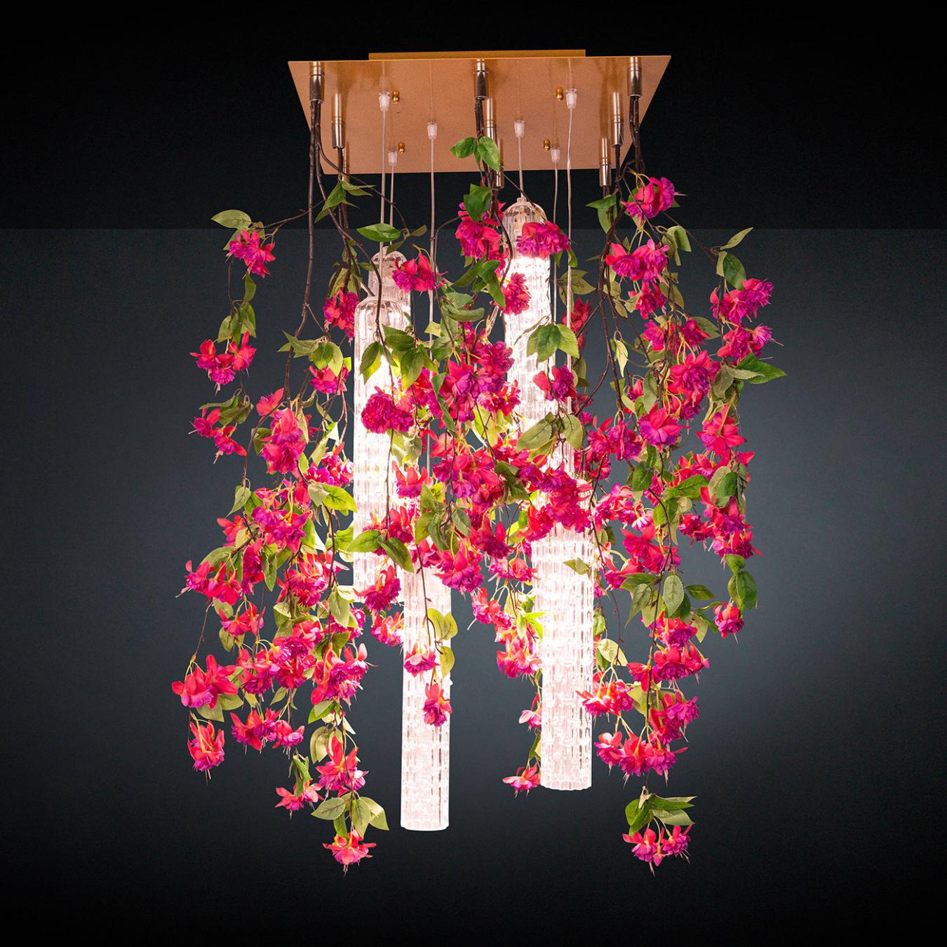 Lustre carré rose en cascade Pink Cascade