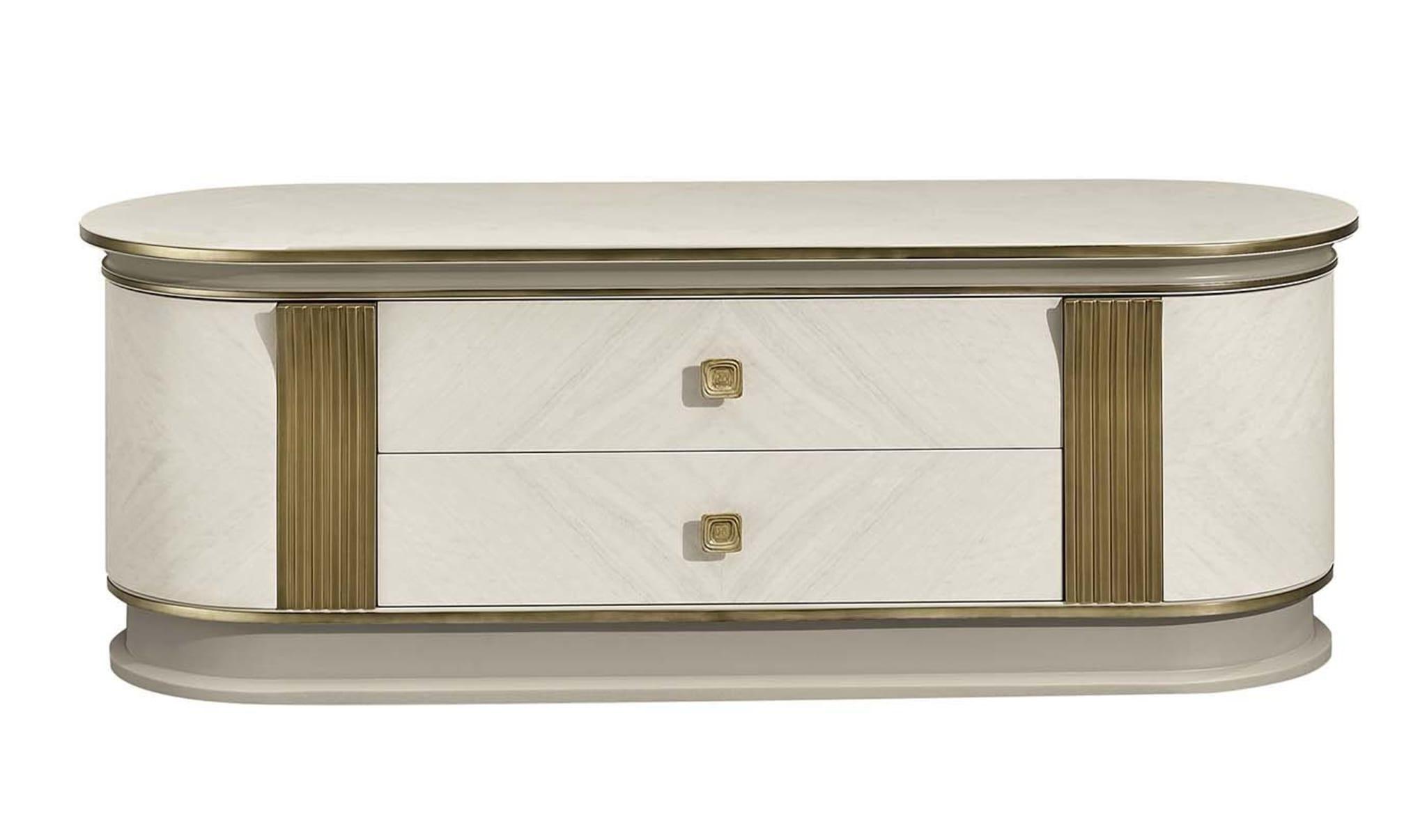 Meuble TV Blanc et Or Élégance