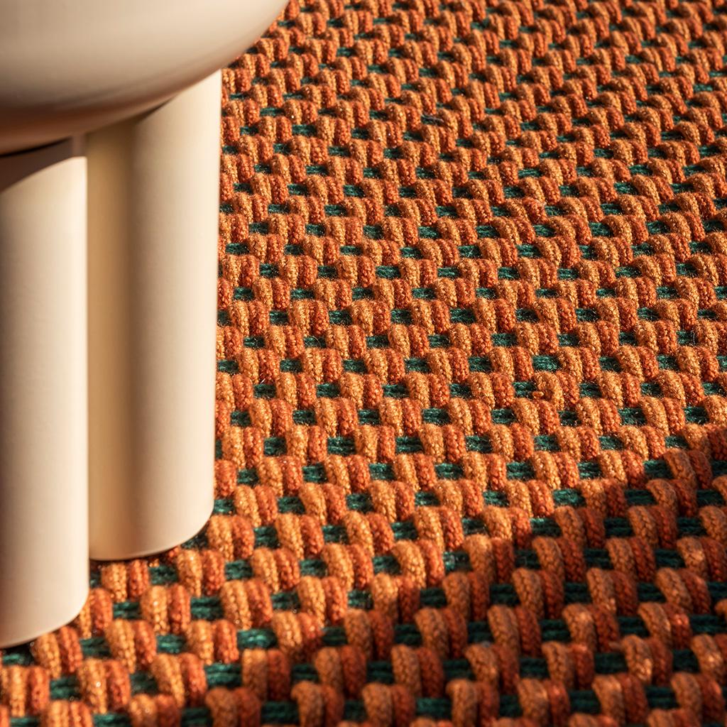 Tapis d’extérieur Dentelle Tricolore Terre/Rouille/Gris
