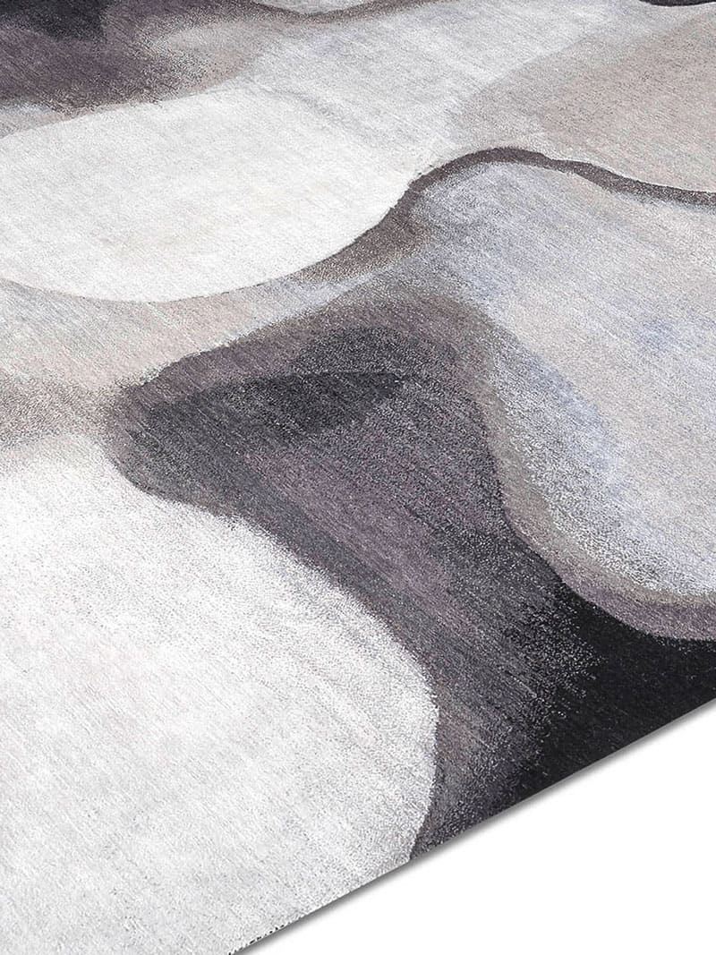 Tapis fait main de luxe Argent / Gris