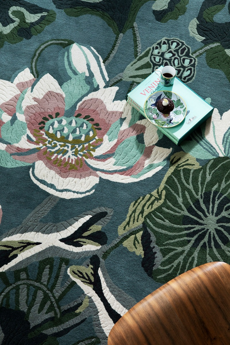 Tapis Waterlily Étang de Minuit | Taille: 250 x 350 cm