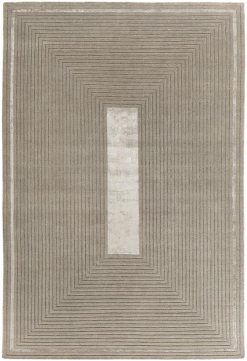 Tapis à Cadre Beige en Laine & Viscose