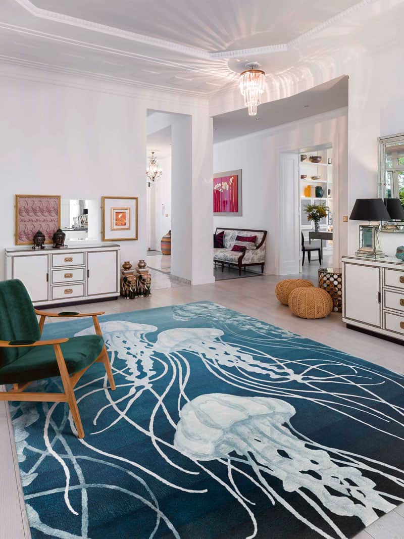 Tapis noué main Méduse