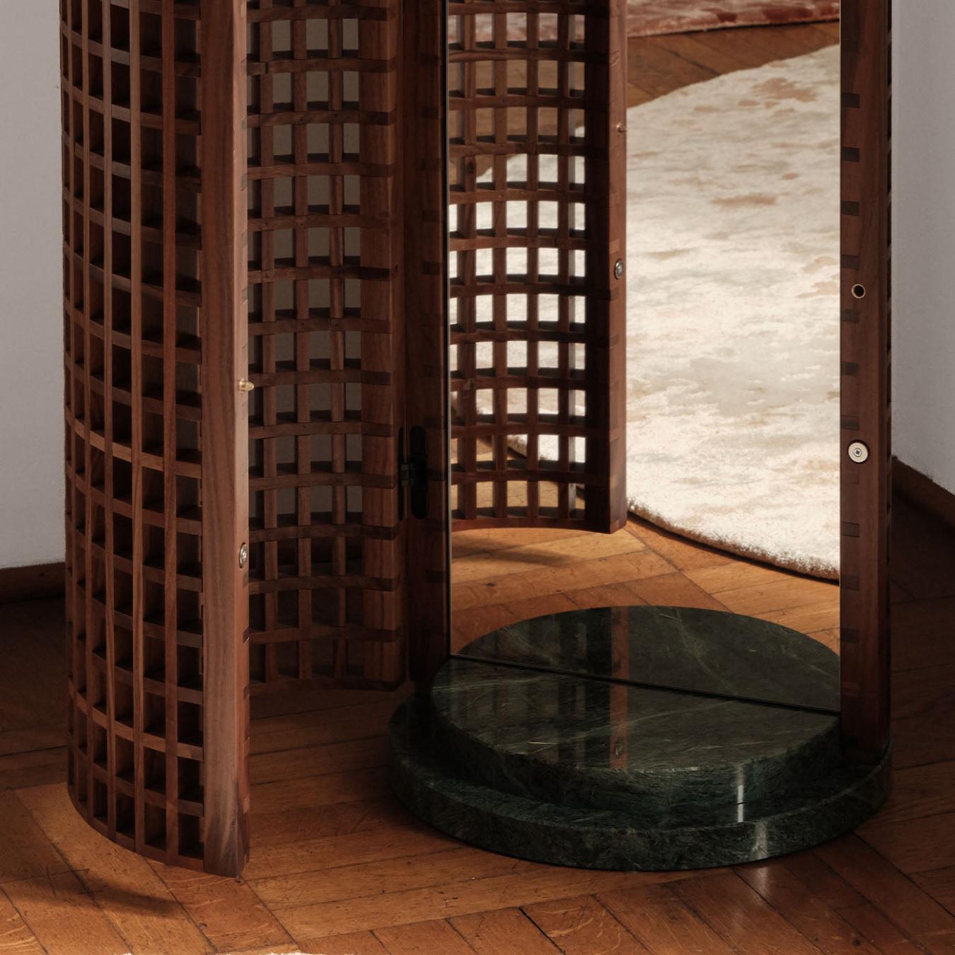 Miroir sur Pied Noyer & Marbre