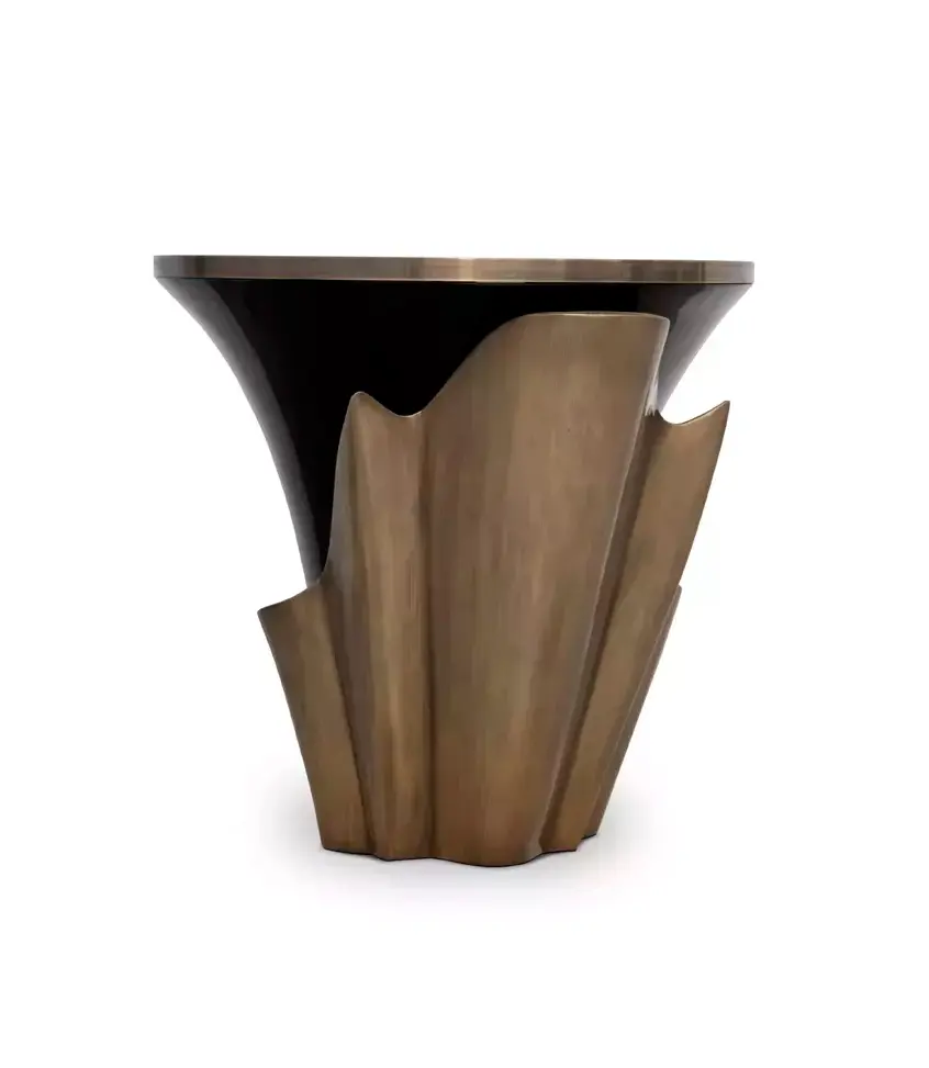 Table d’Appoint Yasmine Feuille d’Or Vieillie