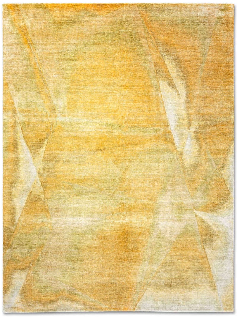Tapis noué main Jaune