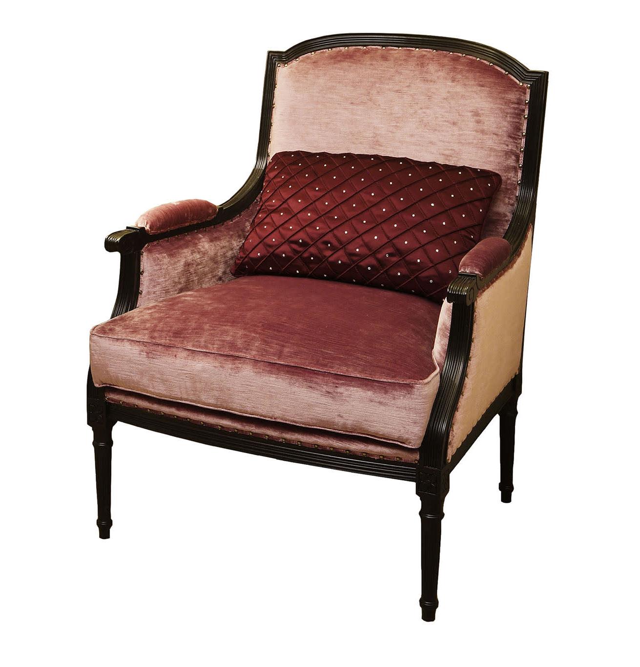 Fauteuil classique en velours bordeaux