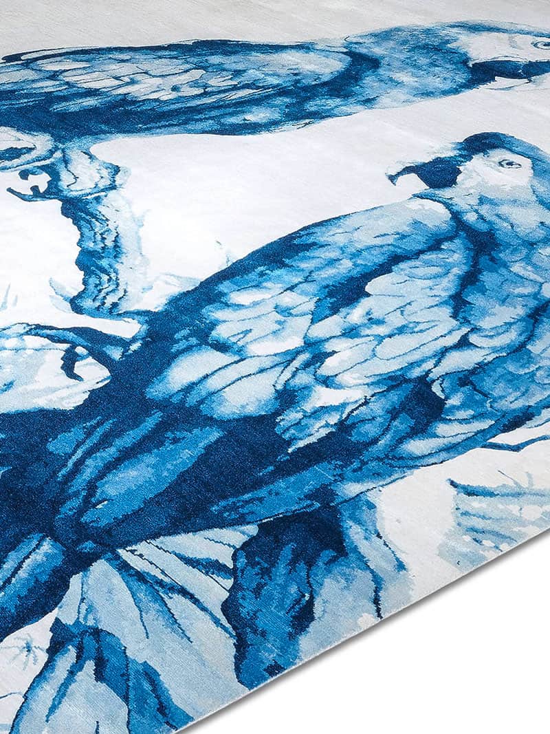 Tapis tissé main Deux Perroquets