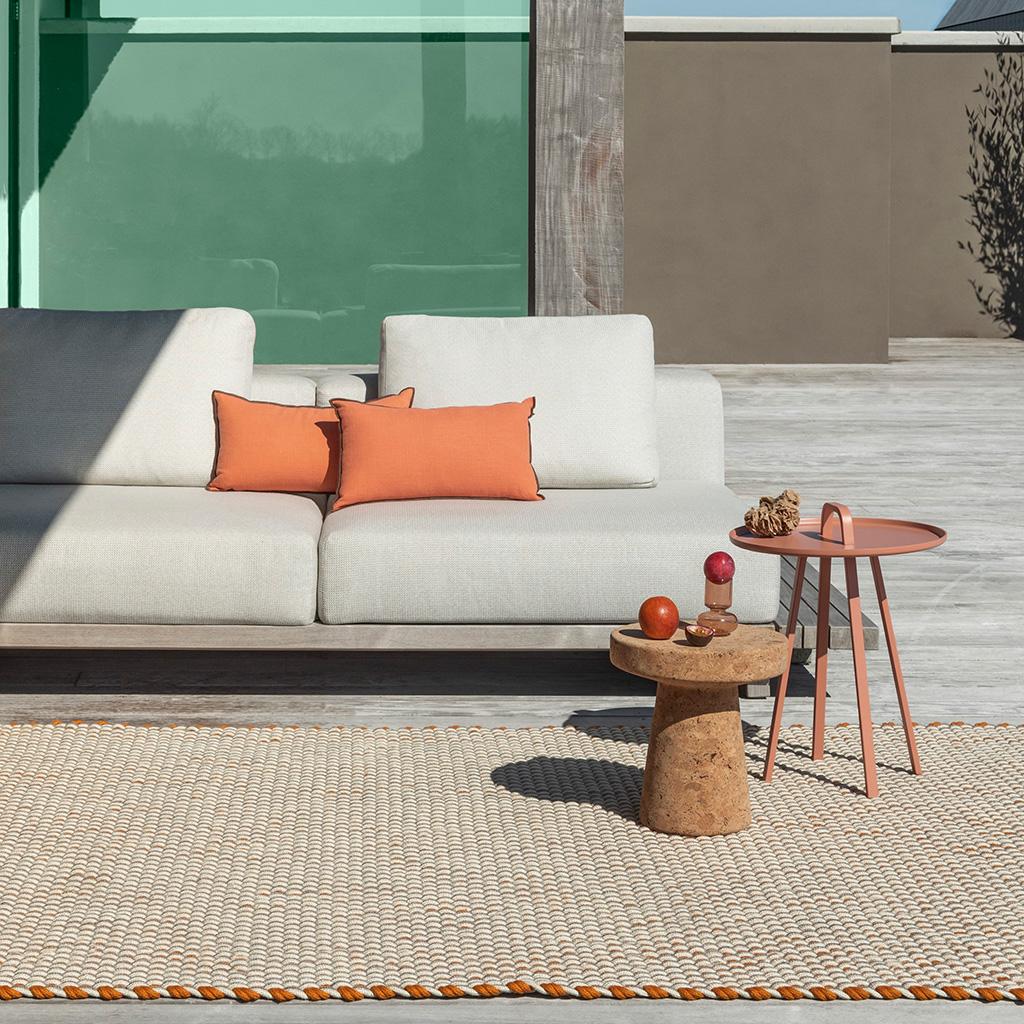 Tapis d’extérieur Dentelle Tricolore Blanc/Sable/Mangue