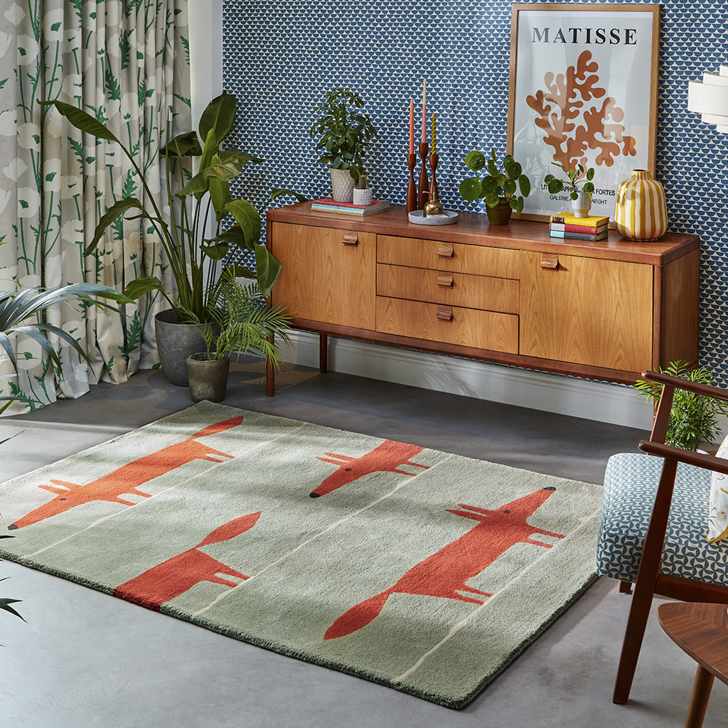Tapis Mr. Fox Menthe / Coquelicot | Taille: 120 x 180 cm