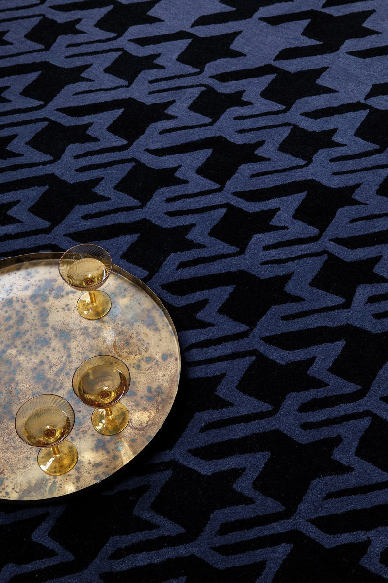 Tapis Houndstooth Bleu Foncé