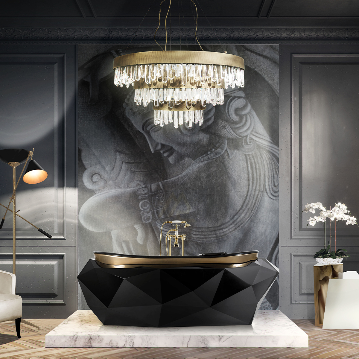 Lustre Chutes de Laiton