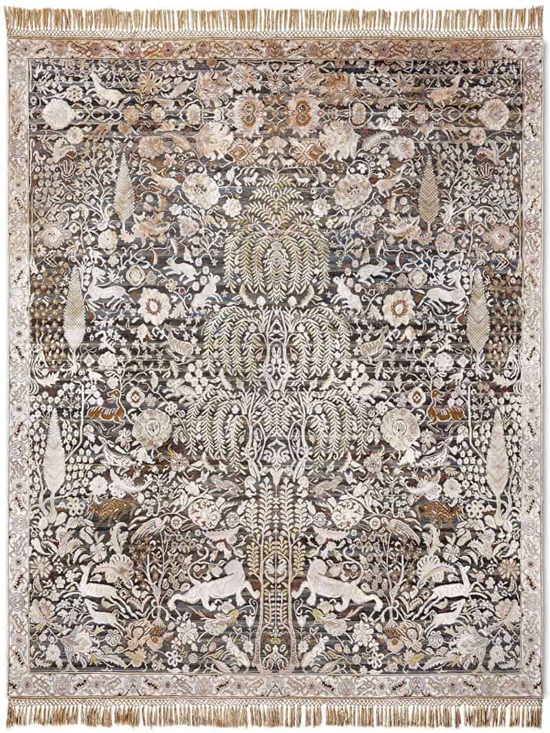 Tapis de luxe fait main Or / Gris
