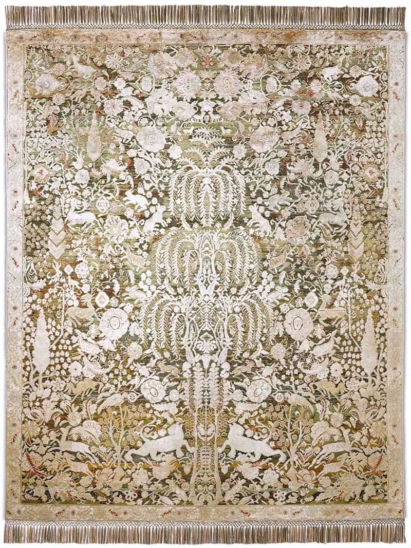 Tapis de luxe fait main Or / Vert